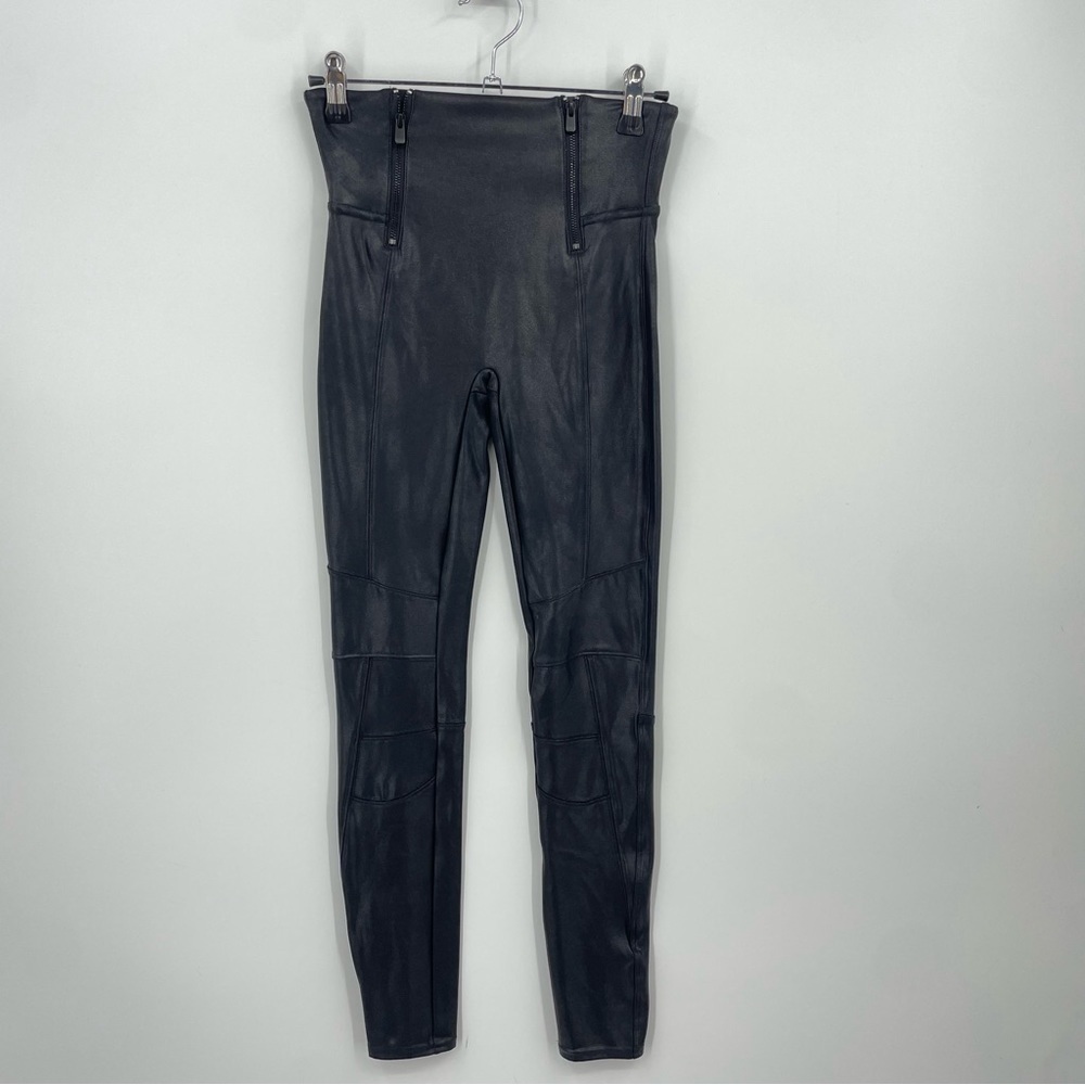 SPANX | Faux Leather Hip Zip Leggings Size Small S 20249P Black